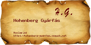 Hohenberg Gyárfás névjegykártya